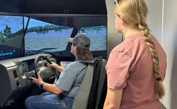 Nebraskans experience the NTA truck driving simulator.